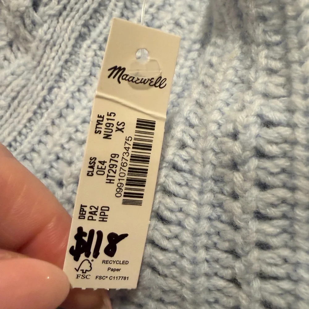 Madewell Soft Blue Cowl Neck Sweater XS - Picture 7 of 8
